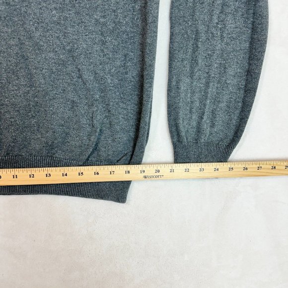 Express Men's XL Sweater Grey Solid Cotton V-Neck Top Long Sleeve Pullover - Picture 7 of 12